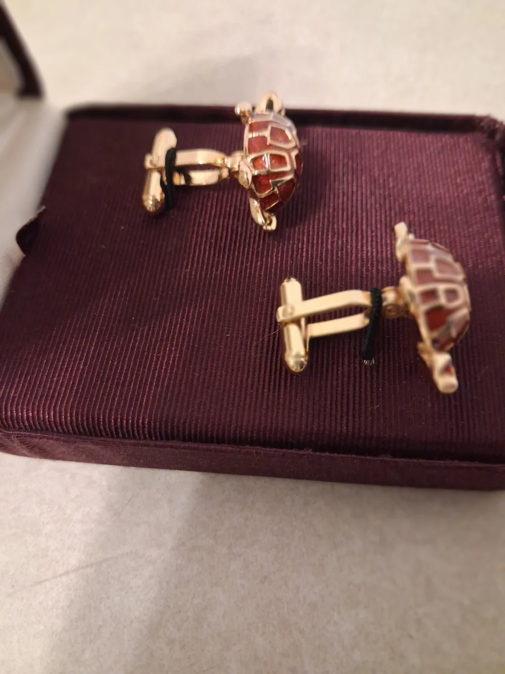 Nordstrom Gold and Red Turtle Cuff Links